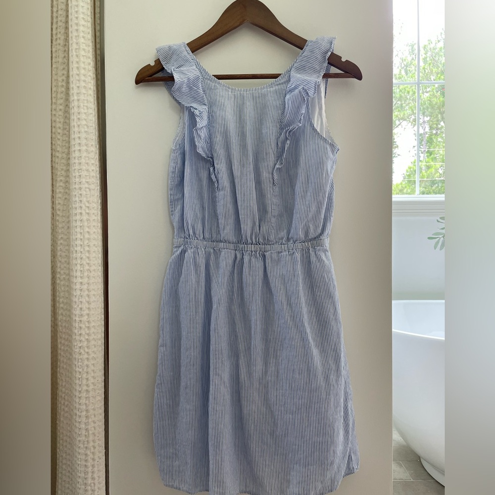 J. Crew White and Blue Striped Dress